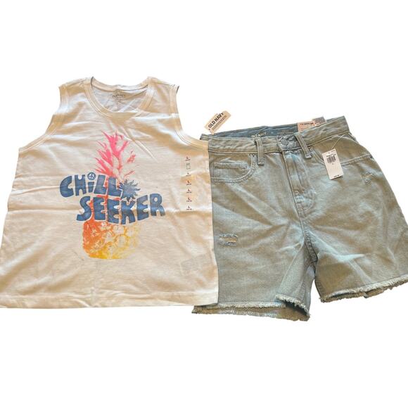 NWT Old Navy Girl's Denim Shorts and Tank Top Size: Shorts/10 Top/10-12 - Picture 1 of 7